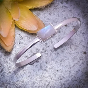 Fantastico braccialetto fatto a mano in argento sterling 925 pietra di luna B-855 - Foto 1 di 5
