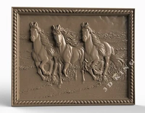 Modelo 3D STL HEARD HORSES para CNC Router Impresora Grabador Carving Aspire Artcam - Imagen 1 de 1