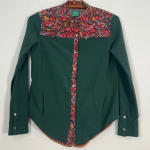 Without Walls Green Floral Button Up Jacket Size XS - Picture 1 of 8