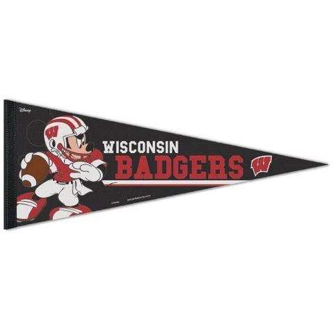 WISCONSIN BADGERS MICKEY MOUSE DISNEY PREMIUM PENNANT 12"X30" BANNER Cover