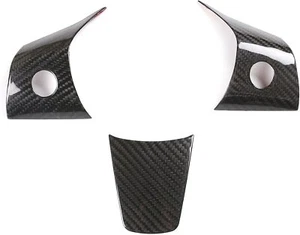 Carbon Fiber Steering Wheel Trim 3pc Set For 2018-2023 Tesla Model 3 Model Y - Picture 1 of 5