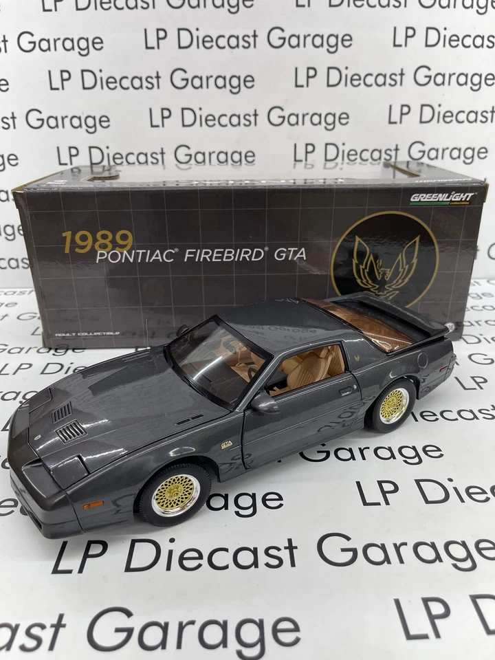 GREENLIGHT 1989 Pontiac Firebird GTA Grey w/ Tan Interior 1:18 Diecast - Image 1 of 4