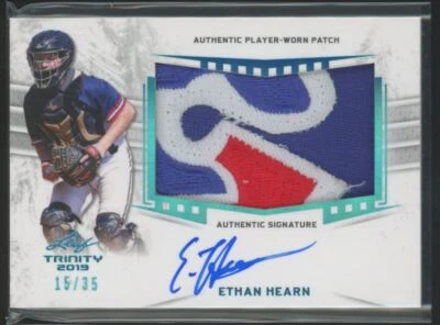 2019 Leaf Trinity Patch Autographs Platinum Ethan Hearn Auto 15/35 - Image 1 of 2