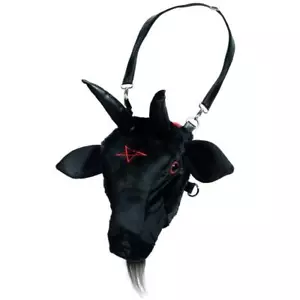 Mochila negra Phillip Baphomet cabeza de cabra metal pesado rock horror gótico - Imagen 1 de 3