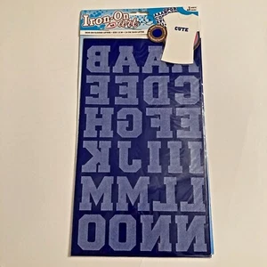 Hierro Sobre Letras Flocadas Blanco Azul Marino Texturizado 42 Piezas 1.5" Alfabeto Fuente Atlética - Imagen 1 de 8