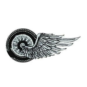 Biker with Wing patch, Biker patch Embroidery Iron on Sew on Patch 8.5x4cm - Imagen 1 de 1