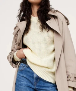 NWT!! Banana Republic RT$120 Butter Yellow Oversized Crew-Neck Cotton Sweater XS - Picture 1 of 5