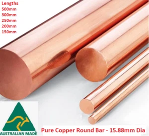 Copper Round Bar - 500mm 300mm 150mm - 15.88mm Thick 5/8 Inch - Copper Bar - Picture 1 of 2