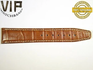 OEM Authentic IWC ONE LONG PART strap 20 mm croco LIGHT BROWN white thread - Picture 1 of 2