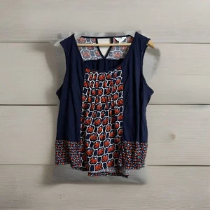 Crown & Ivy Women’s Sleeveless Tunic Elephant Print Blouse PXL Animal Flowing - Picture 1 of 4