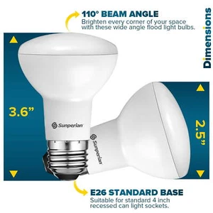 Dimmable BR20 LED Flood Bulb 6W 2700K Warm White 550Lm - 4-Pack - Picture 1 of 11