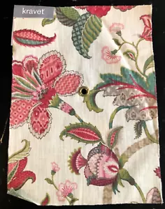 KRAVET Dalea in Pink, Green, Brown, White 12 3/4 x 17 3/4" Floral Fabric Sample - Picture 1 of 3