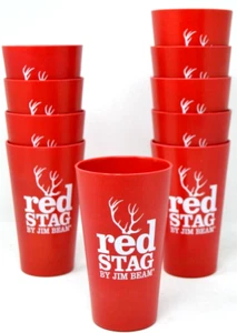 Lote de 20 vasos de plástico Red Stag de Jim Bean utensilios de cocina coleccionables rojos NUEVO - Imagen 1 de 4