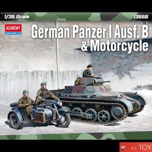 Akademie 1/35 Deutscher Panzer I Ausf.B & Motorradtank Kunststoff Modellbausatz 13556 - Bild 1 von 11