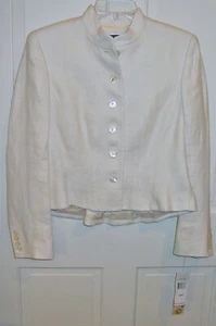 RALPH LAUREN LADIES IVORY LINEN SHORT JACKET SIZE 8 PETITE NEW WITH TAGS - Picture 1 of 5