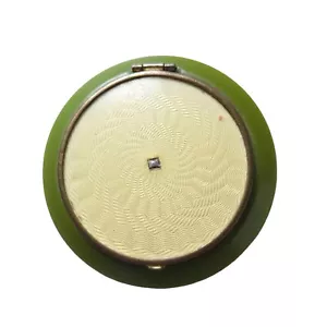 Antiguo esmalte guilloche Art Deco compacto - Imagen 1 de 10