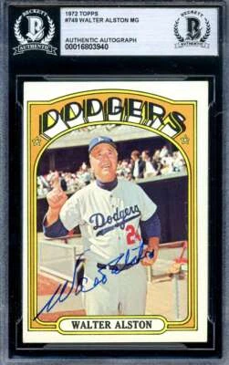 Autógrafo Topps 1972 firmado por Walter Alston Beckett BAS Foto 1 de 2