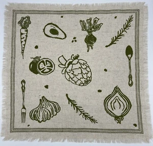 Creative Co-Op Kitchen Napkin 4 Pack 20”x20” Minimalist Veggies Green Napkins - Picture 1 of 4