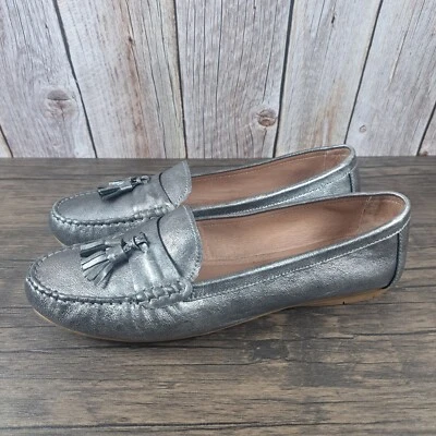 Josef Seibel Elina Slip On Leather Women's Sz 10-10.5 Silver Loafers EU41 (GUC) - Image 1 of 4