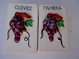 Vintage Ceramic Paprika & Cloves Shakes w/ Grape Fruit Ornamentation-JAPAN - Picture 1 of 2