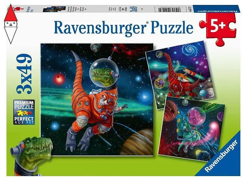 PUZZLE RAVENSBURGER PUZZLE 3X49 PZ DINOSAURI NELLO SPAZIO - Immagine 1 di 1