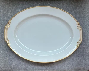 Vintage Noritake Patricia 16-1/2" große ovale Servierplatte weiß mit Goldrand 4982 - Bild 1 von 2