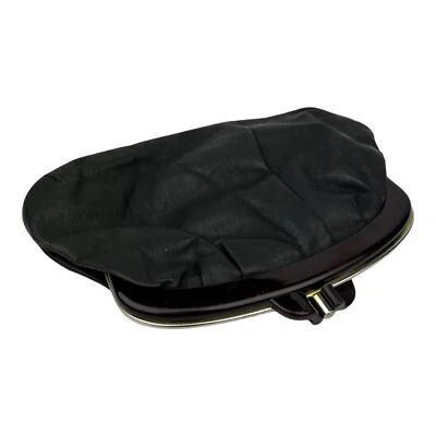 Vintage 60s Transparent Lucite Frame Winged Kiss Lock Faux Leather Clutch Purse - Image 1 of 4