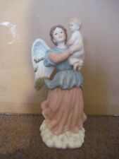 Angel with a Child Porcelain Figurine; Home Interior: #1417, Bisque Finish, 8"
