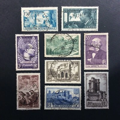 BroadviewStamps France #324-6, 334, 341-3, 345-6 used F-VF. - Image 1 of 2