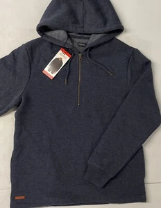 Buffalo David Bitton Mens 1/4 Half Zip Fleece Hoodie Sweatshirt NAVY BLUE MEDIUM - Picture 1 of 8