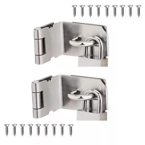90 Degree 4 Inch Right Angle Padlock Hasp Stainless Steel Safety Door Latches So - Picture 1 of 4
