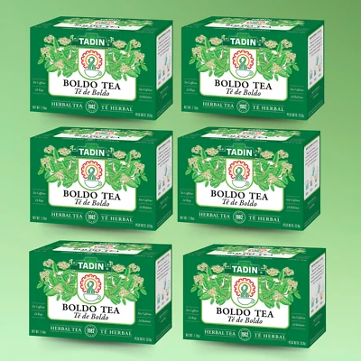 Té Tadin Boldo, 24 bolsitas de té 0,85 fl oz, refrescante y calmante (paquete de 6) Foto 1 de 4