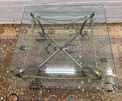 Solid Brass and Steel Rope Twist Coffee Table in the Style of Maison Jansen Cover