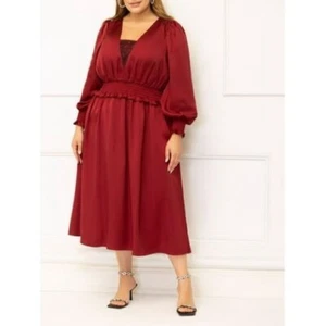 Eloquii Elements Womens Smocked Waist Midi Dress Size 20 - Picture 1 of 1