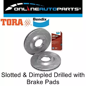 Front Drilled Slotted Rotors Bendix 4x4 Brake Pads for RC Colorado + Isuzu D-Max - Picture 1 of 5