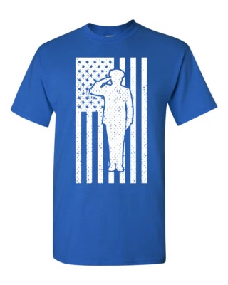 Soldier Saluting American Flag 男式 T 恤 1699 — 第 1/4 张图片