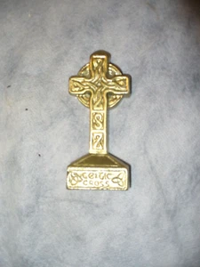 Solid Brass Celtic Cross Marked LSZ about 3.75" - Picture 1 of 3