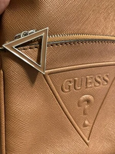 GUESS WOMEN'S RONNIE BROWN Tan Color Small Round/oval backpack preowned - Picture 1 of 20