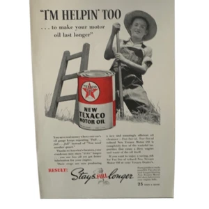 Vintage 1938 Texaco Motor Oil  I’m Helpin’ Too Ad Advertisement - Picture 1 of 4