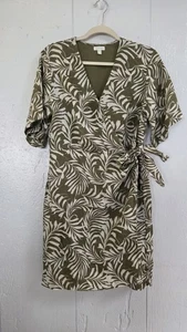 Garnet Hill Kleid echtes Wickel Palmenmuster Leinen grün Größe 10 europäischer Flachs - Bild 1 von 12