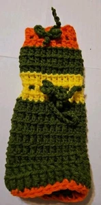 GESCHIRRFLASCHENHÜLLE gehäkelt Handarbeit Unisex 10" Neu RETRO FARBEN - Bild 1 von 2