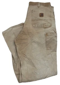 Vintage Carhartt Carpenter Loose Fit Sun Faded Pants Size 34x36 B11-BRN Brown - Picture 1 of 7