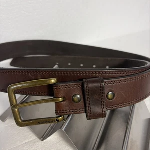 Cinturón Carhartt para hombre talla 42 cuero marrón grano superior latón herrajes trabajo duro EE. UU. - Imagen 1 de 4