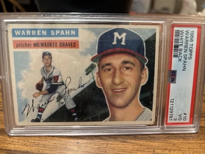 PSA 3 1956 Topps Warren Spahn espalda blanca Foto 1 de 3