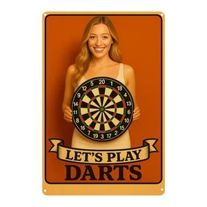 Darts Dartsspieler Metal Sign 20x30cm Decorative Sign Shield - Picture 1 of 3