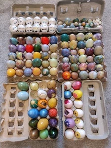 Huge Lot 100+ Hand Painted Ceramic Easter Eggs Pottery Assorted Bunny Hollow Egg - Picture 1 of 8
