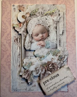 Handmade 3D Greeting Cards Baby Shower New Baby Precious Girl SCRAPZ By Kim - Image 1 of 2