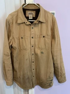 Vtg LL Bean Katahdin Iron Works Jacket Sz M-Tall Snaps Distressed Worn At Work - Picture 1 of 13