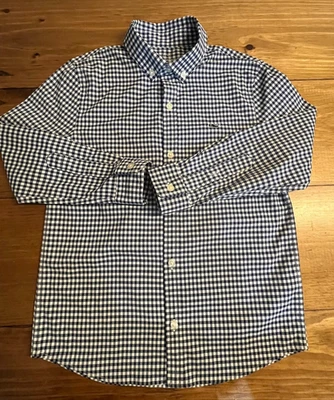 Vineyard Vines Boys Whale Shirt Blue Long Sleeve Gingham Button-Down Size 7-Bin2 - Image 1 of 4