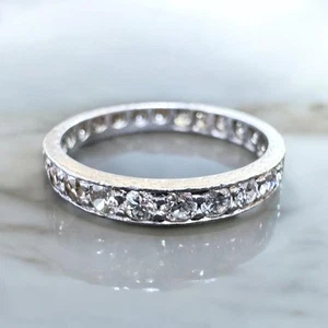 Antique Platinum Diamond Eternity Band Size 6.25 - Picture 1 of 9